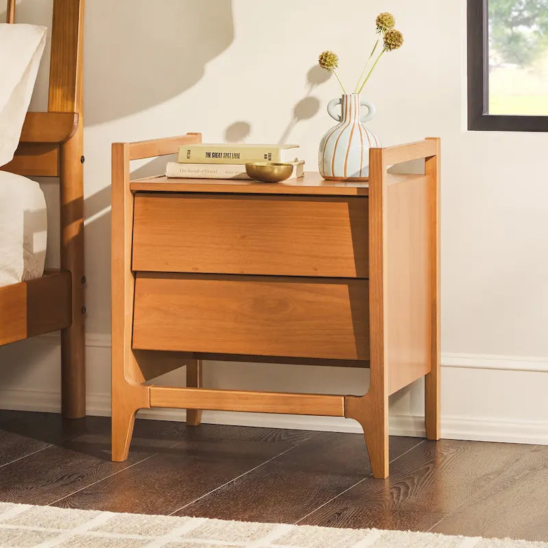 Table de chevet en bois massif style Mid-Century Modern
