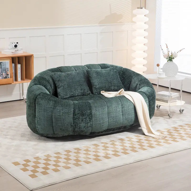 Canapé-méridienne moderne en chenille de 150 cm – Émeraude