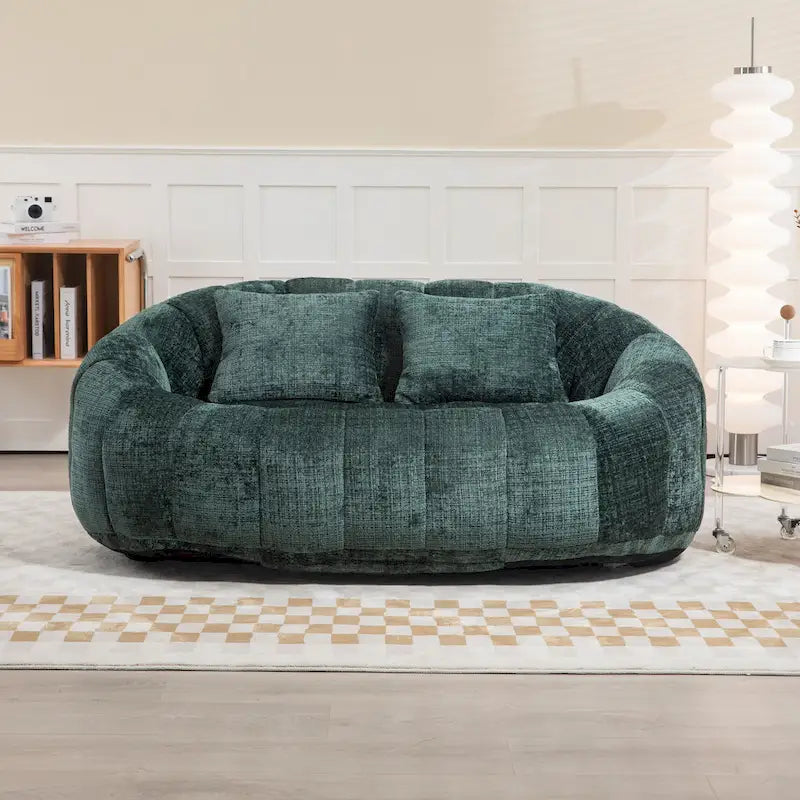 Canapé-méridienne moderne en chenille de 150 cm – Émeraude