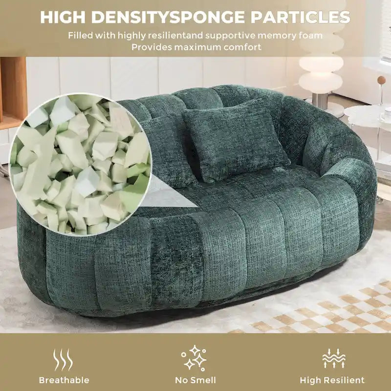 Canapé-méridienne moderne en chenille de 150 cm – Émeraude