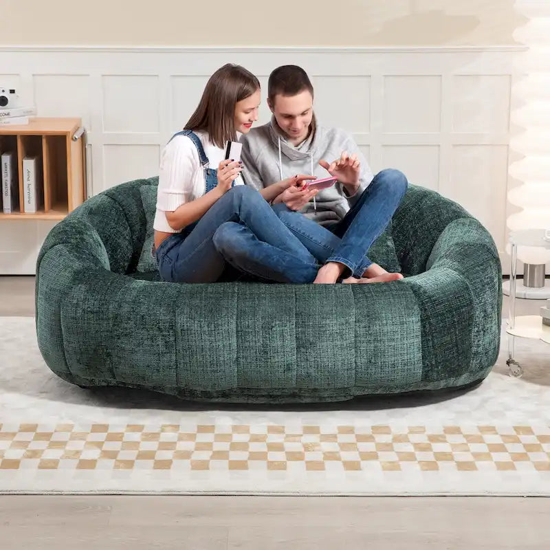 Canapé-méridienne moderne en chenille de 150 cm – Émeraude