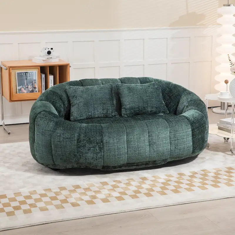 Canapé-méridienne moderne en chenille de 150 cm – Émeraude