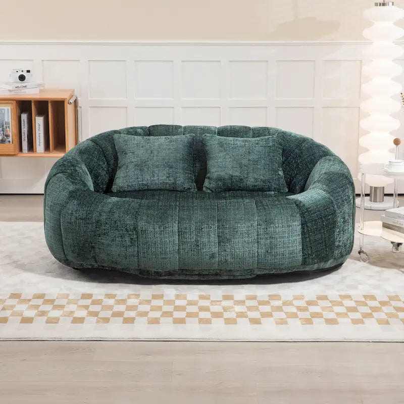 Canapé-méridienne moderne en chenille de 150 cm – Émeraude