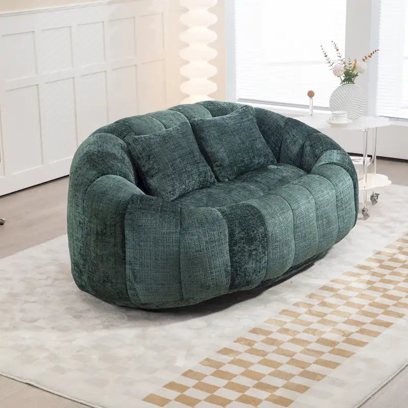 Canapé-méridienne moderne en chenille de 150 cm – Émeraude