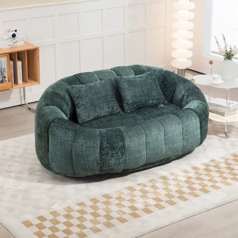 Canapé-méridienne moderne en chenille de 150 cm – Émeraude