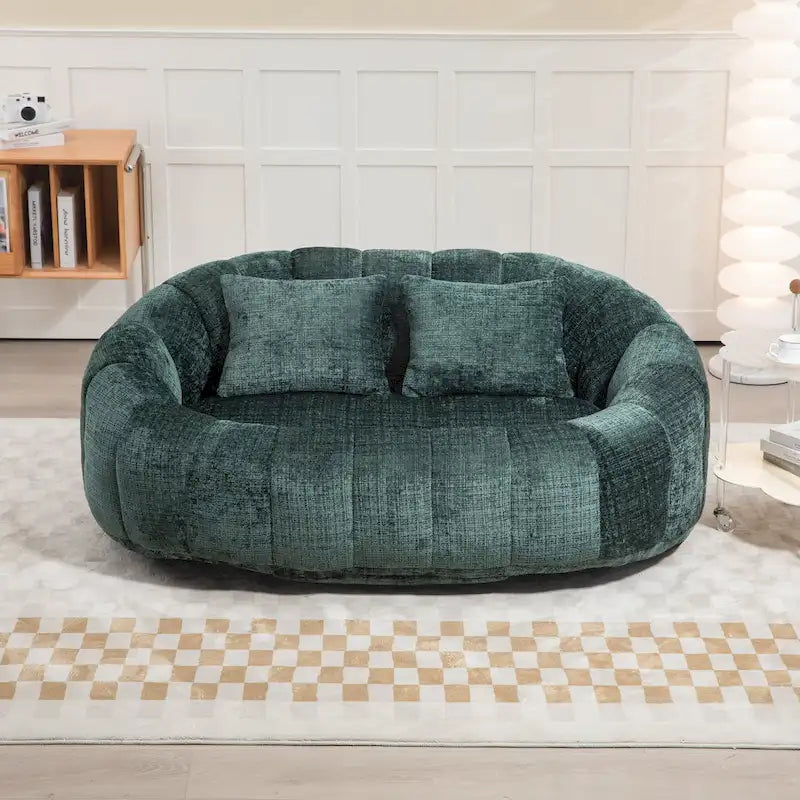 Canapé-méridienne moderne en chenille de 150 cm – Émeraude