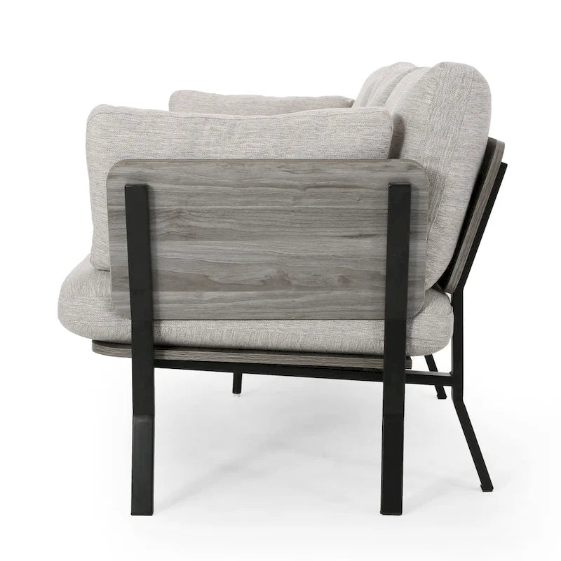 Canapé 3 places moderne de 203,8 cm avec accoudoirs évasés, oreillers et pieds en bois