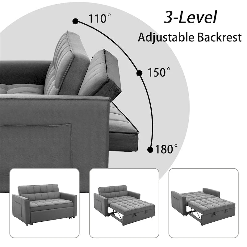 Canapé-lit gigogne élégant avec tissu en polyester tissé et cadre en bois massif