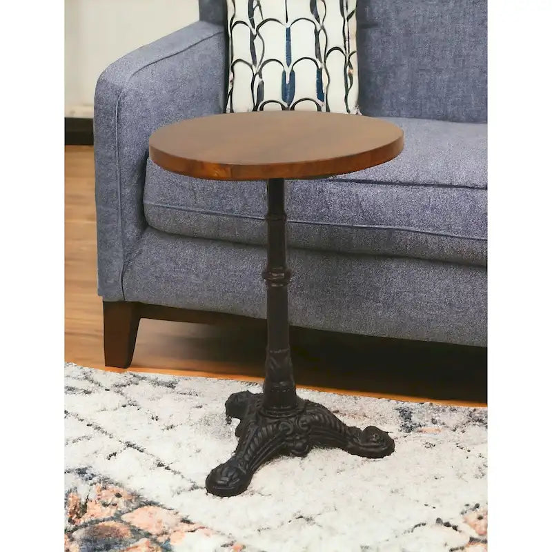 Table d'appoint ronde moderne avec base en fonte
