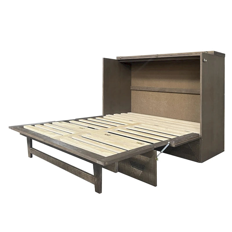 Lit escamotable grand format style ferme avec station de charge et grand tiroir de rangement