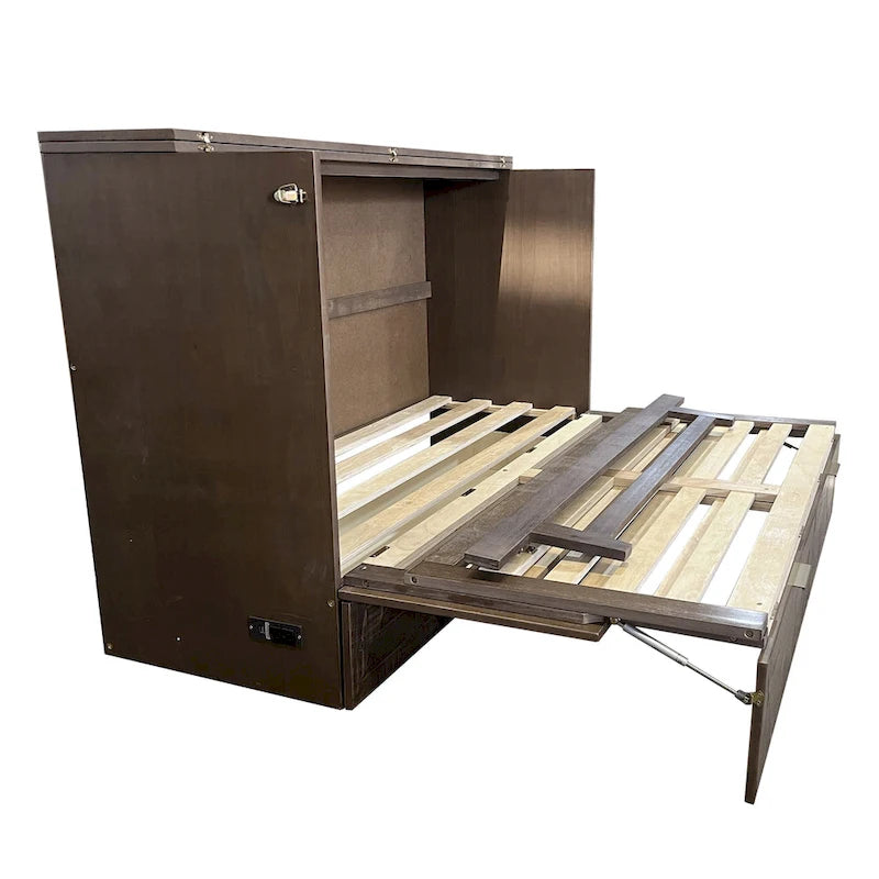 Lit escamotable grand format style ferme avec station de charge et grand tiroir de rangement