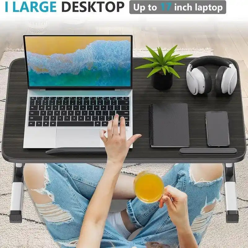 Support de lit réglable pour ordinateur portable avec ventilateur de refroidissement et tiroir latéral