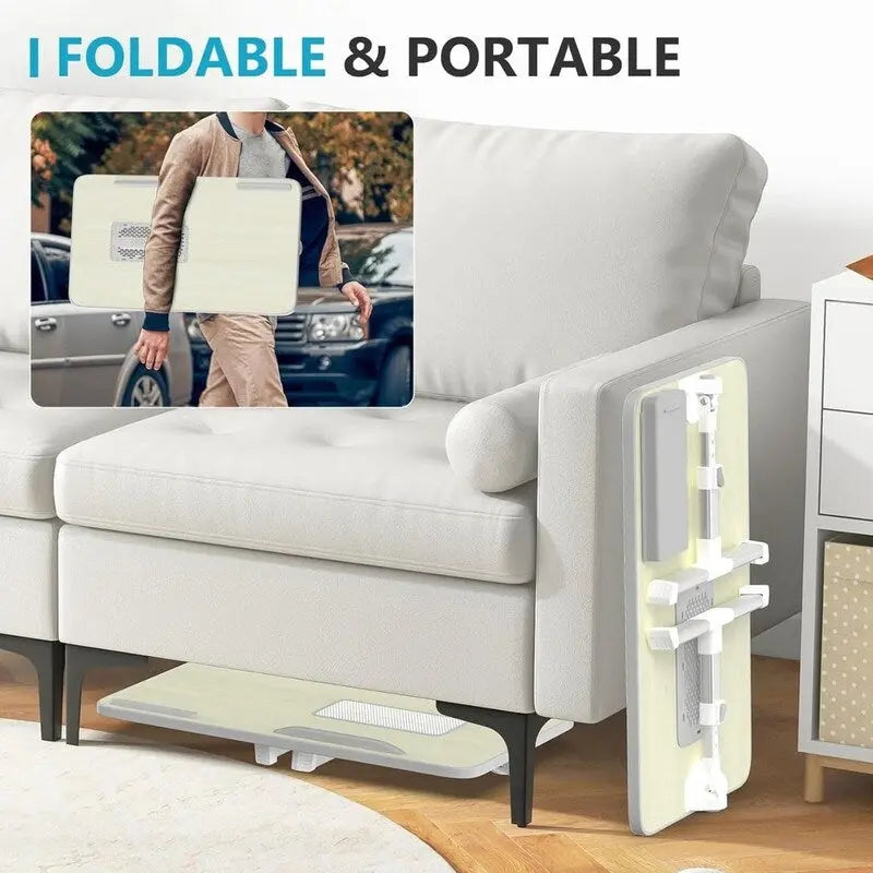 Support de lit réglable pour ordinateur portable avec ventilateur de refroidissement et tiroir latéral