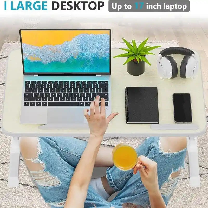 Support de lit réglable pour ordinateur portable avec ventilateur de refroidissement et tiroir latéral