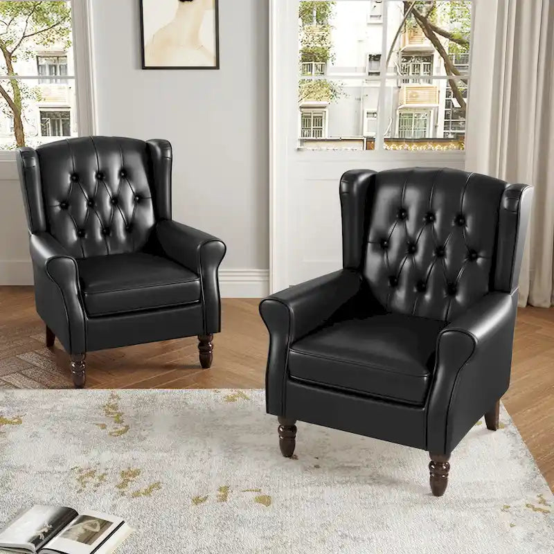 Lot de 2 chaises d'appoint capitonnées en similicuir végétalien