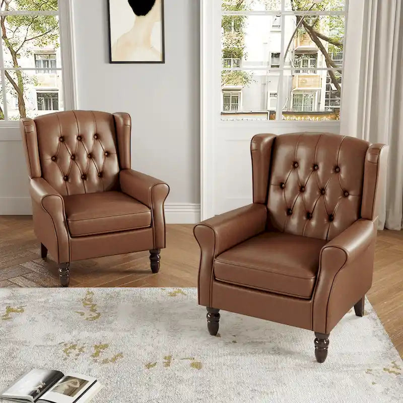 Lot de 2 chaises d'appoint capitonnées en similicuir végétalien