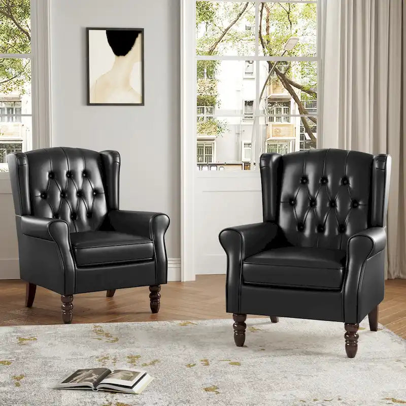 Lot de 2 chaises d'appoint capitonnées en similicuir végétalien