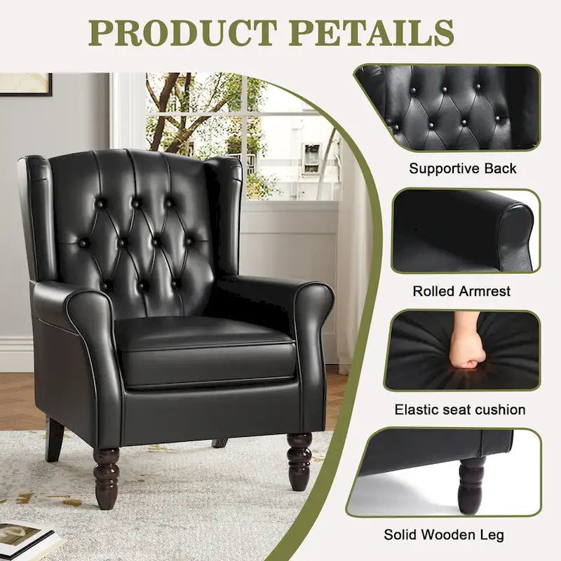 Lot de 2 chaises d'appoint capitonnées en similicuir végétalien
