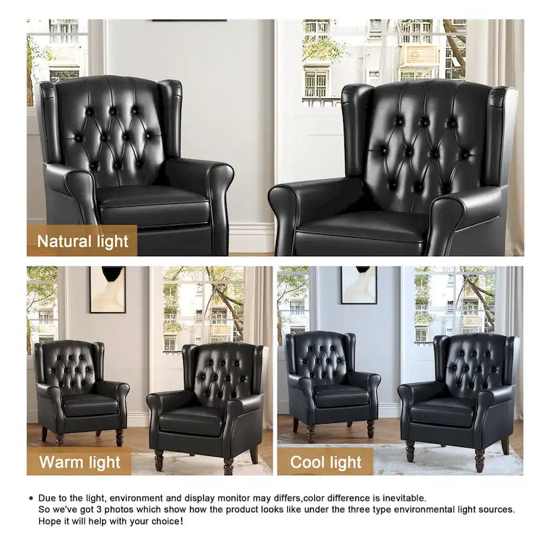 Lot de 2 chaises d'appoint capitonnées en similicuir végétalien