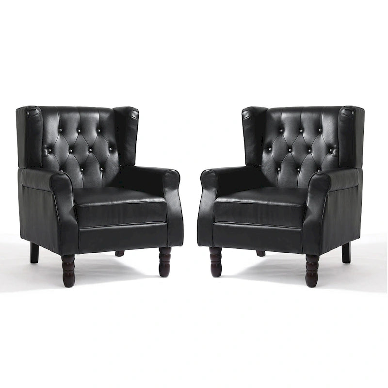 Lot de 2 chaises d'appoint capitonnées en similicuir végétalien