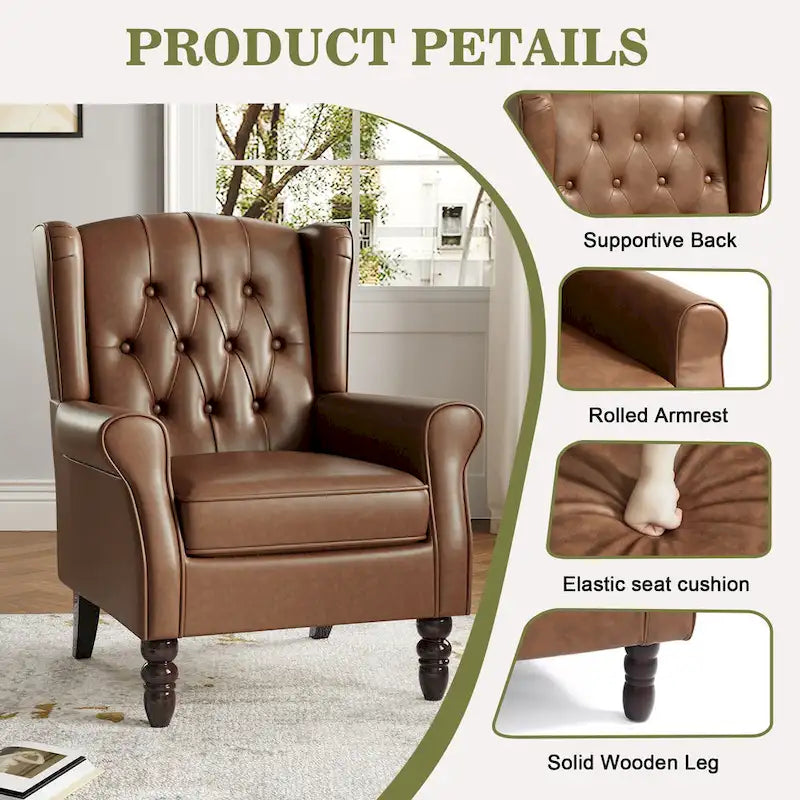 Lot de 2 chaises d'appoint capitonnées en similicuir végétalien