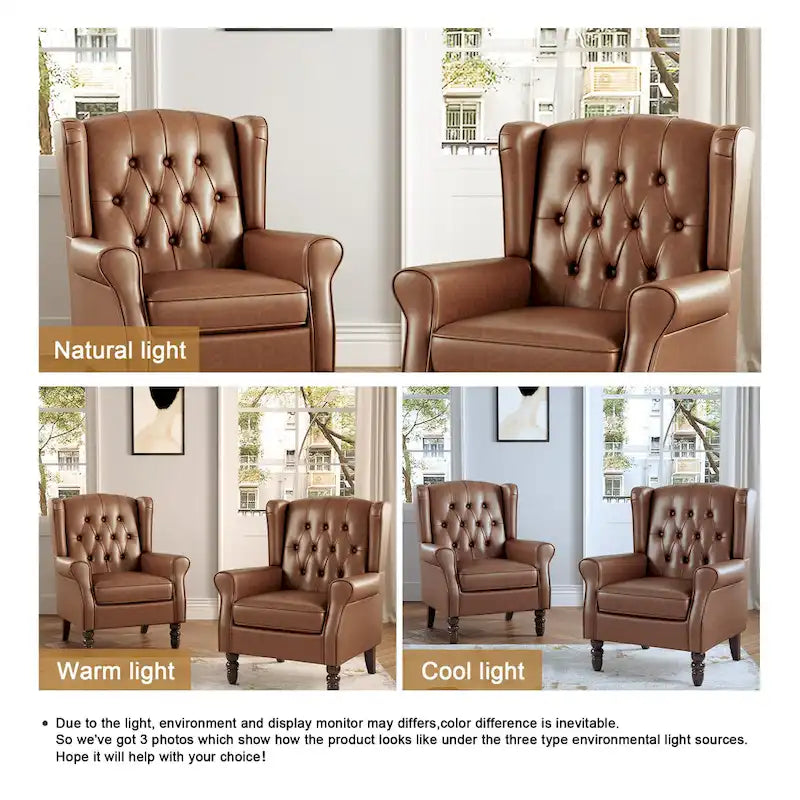 Lot de 2 chaises d'appoint capitonnées en similicuir végétalien
