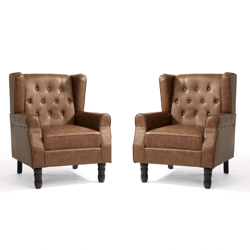 Lot de 2 chaises d'appoint capitonnées en similicuir végétalien