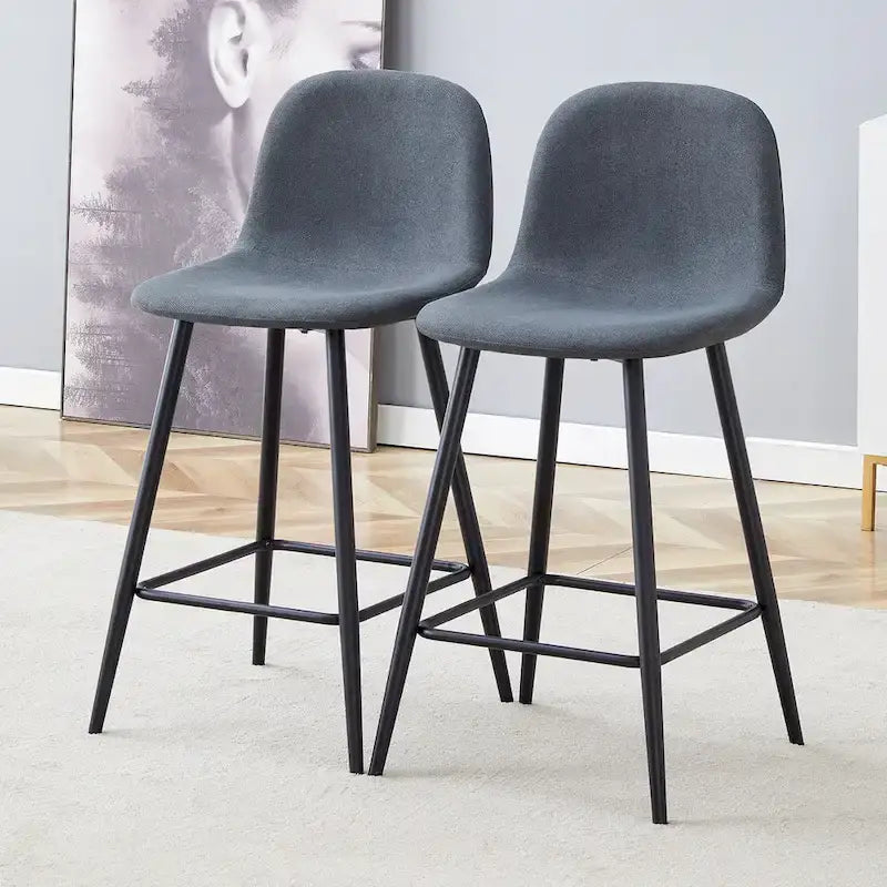 Tabourets de Bar Industriels à Dossier, Chaises de Bar Hauteur Comptoir, avec Pieds en Métal et Dossier Souple Facile à Assembler