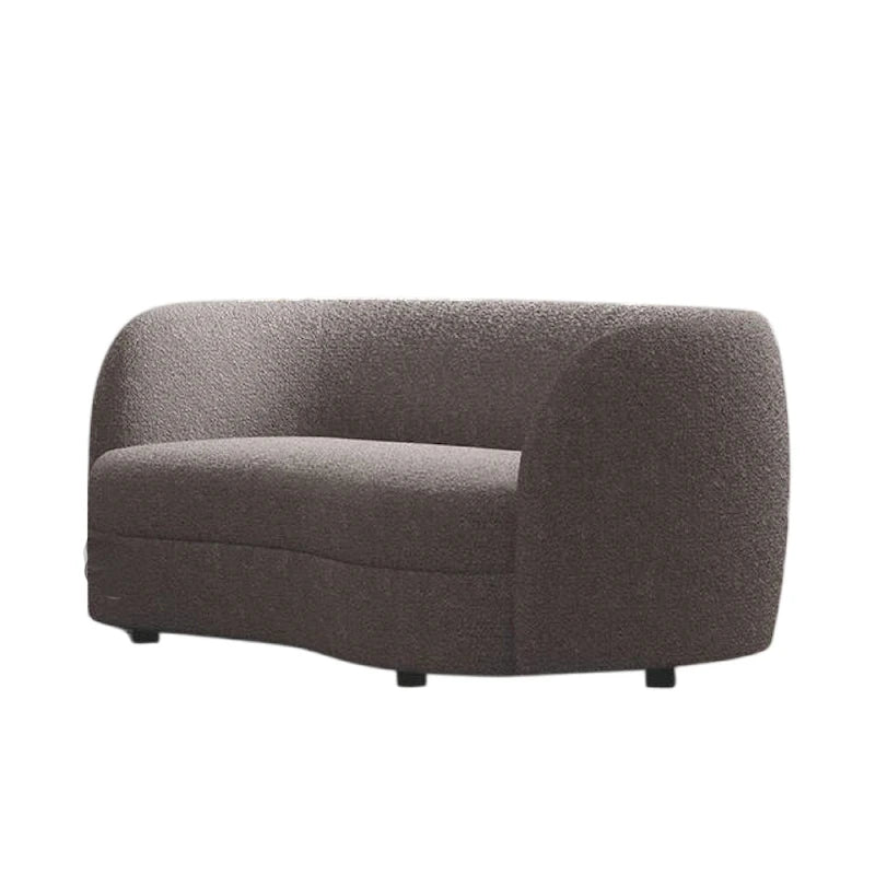 Causeuse incurvée en forme de rein en bouclette gris anthracite de 64 pouces