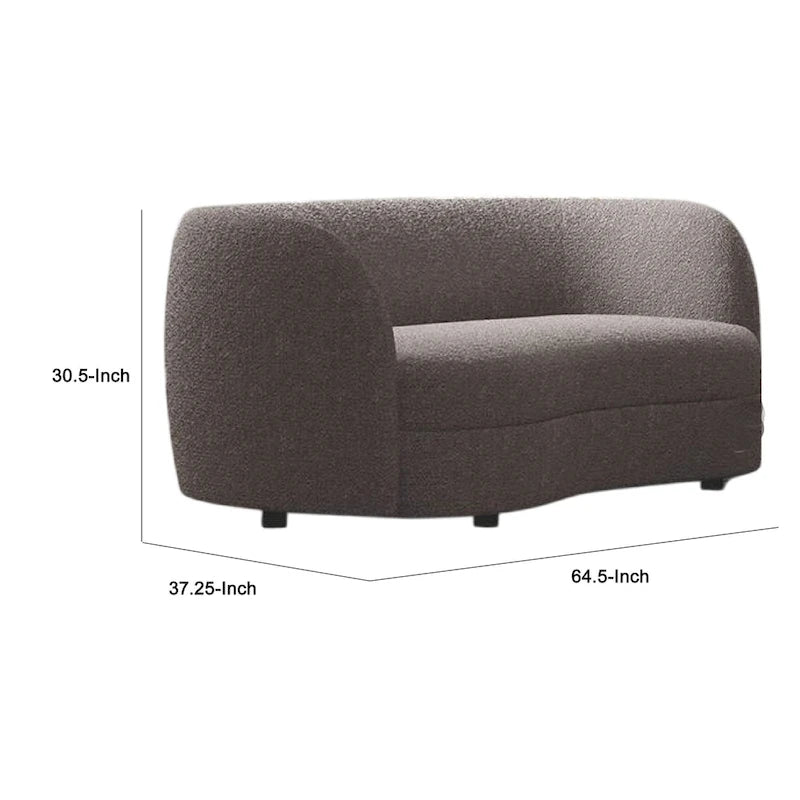 Causeuse incurvée en forme de rein en bouclette gris anthracite de 64 pouces