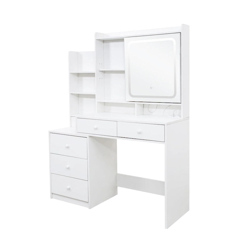 Coiffeuse avec miroir lumineux et 5 tiroirs
