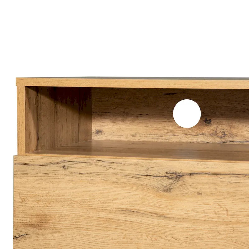 Meuble TV 177 cm avec double rangement et porte abattante pour téléviseurs jusqu'à 203 cm