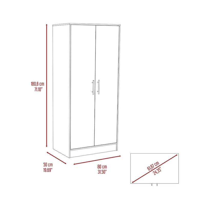 19.7 Armoire double moderne avec deux étagères et un tiroir pour chambre à coucher