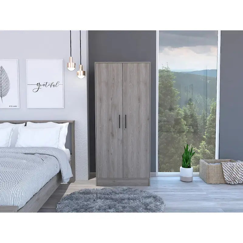 19.7 Armoire double moderne avec deux étagères et un tiroir pour chambre à coucher