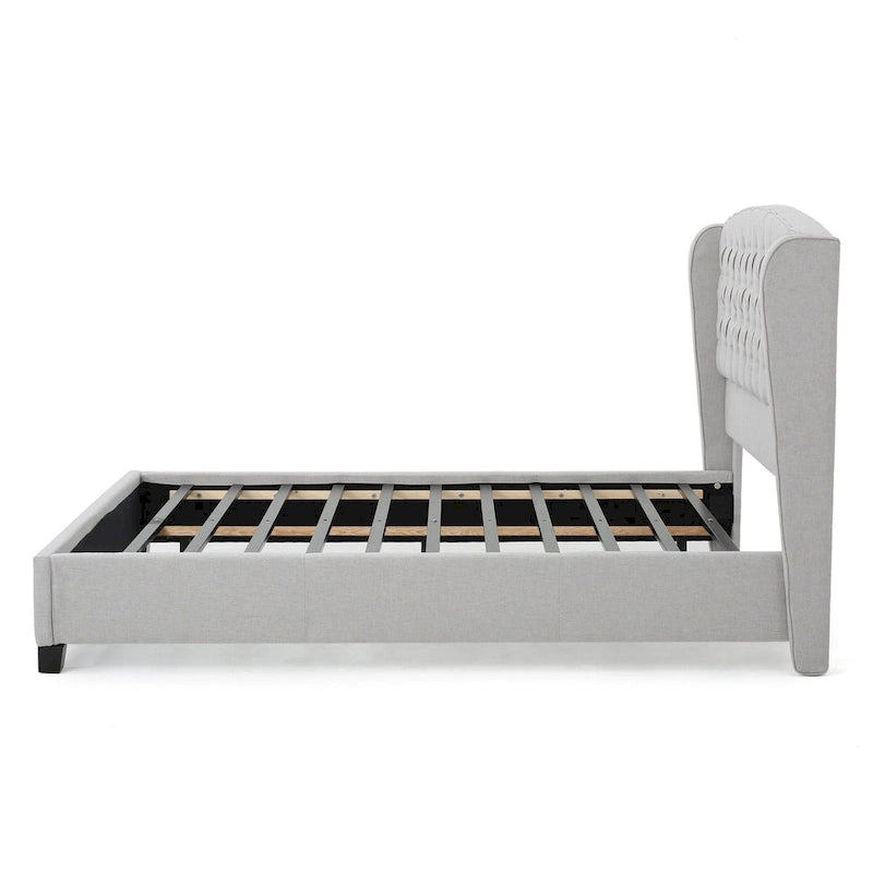 Lit plateforme moderne King Size tapissé avec tête de lit capitonnée