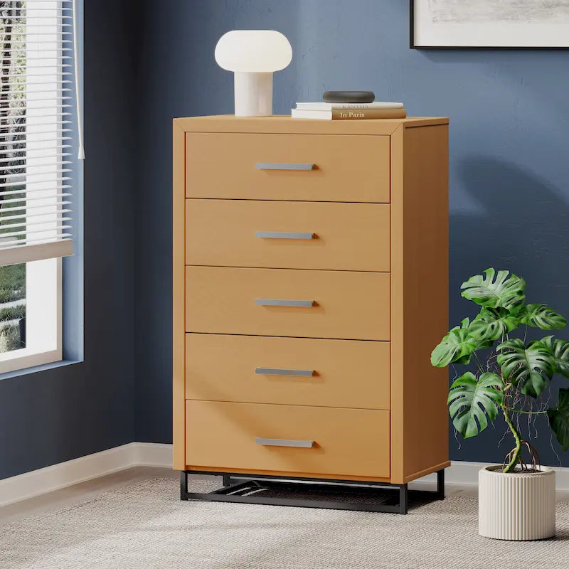 Commode à 5 tiroirs avec base en fer