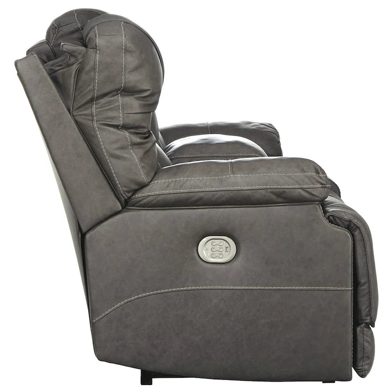 Causeuse inclinable électrique double en cuir brun avec port USB