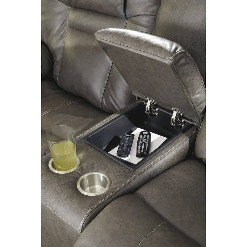 Causeuse inclinable électrique double en cuir brun avec port USB