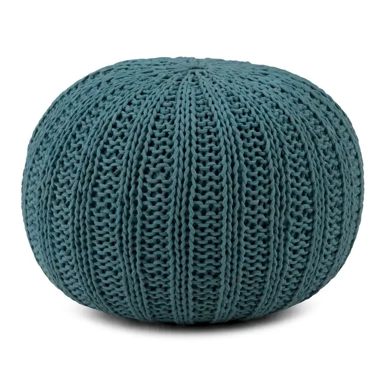 Pouf rond ottoman bohème en coton tricoté à la main
