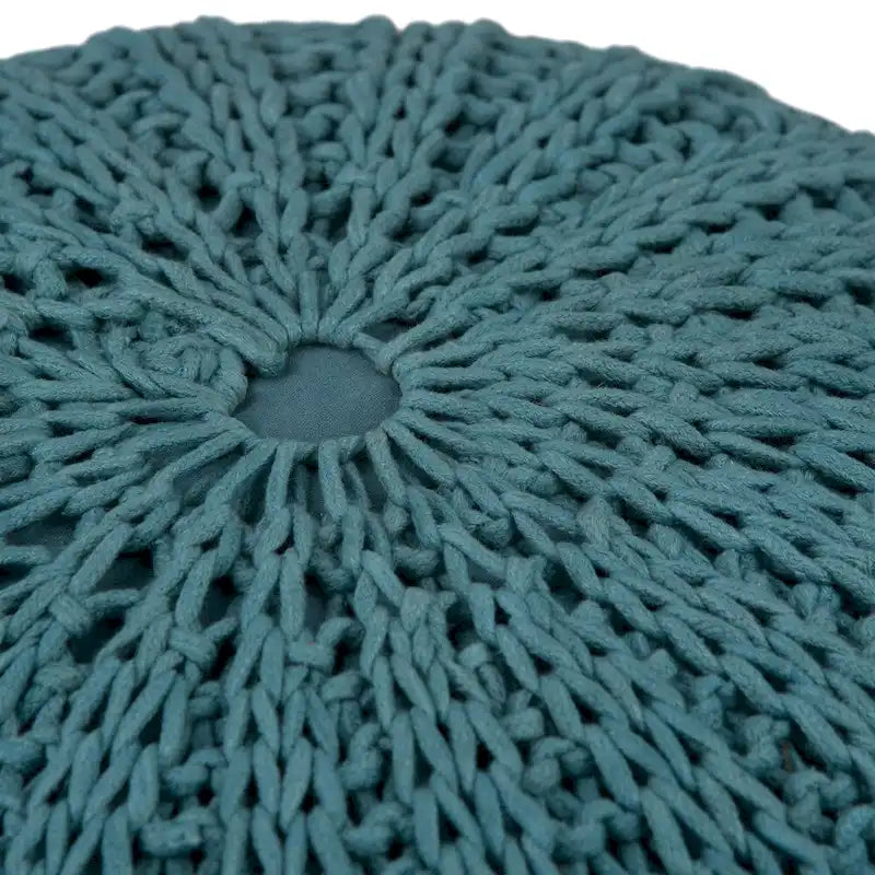Pouf rond ottoman bohème en coton tricoté à la main