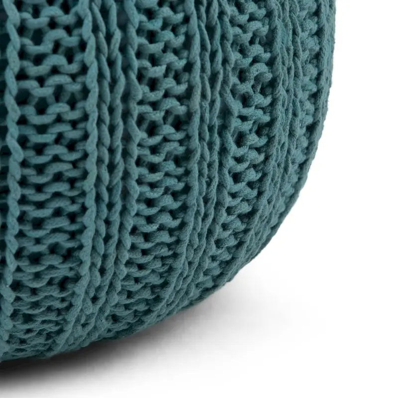 Pouf rond ottoman bohème en coton tricoté à la main