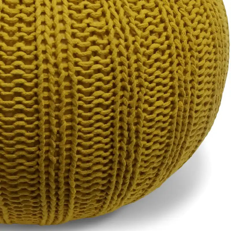 Pouf rond ottoman bohème en coton tricoté à la main