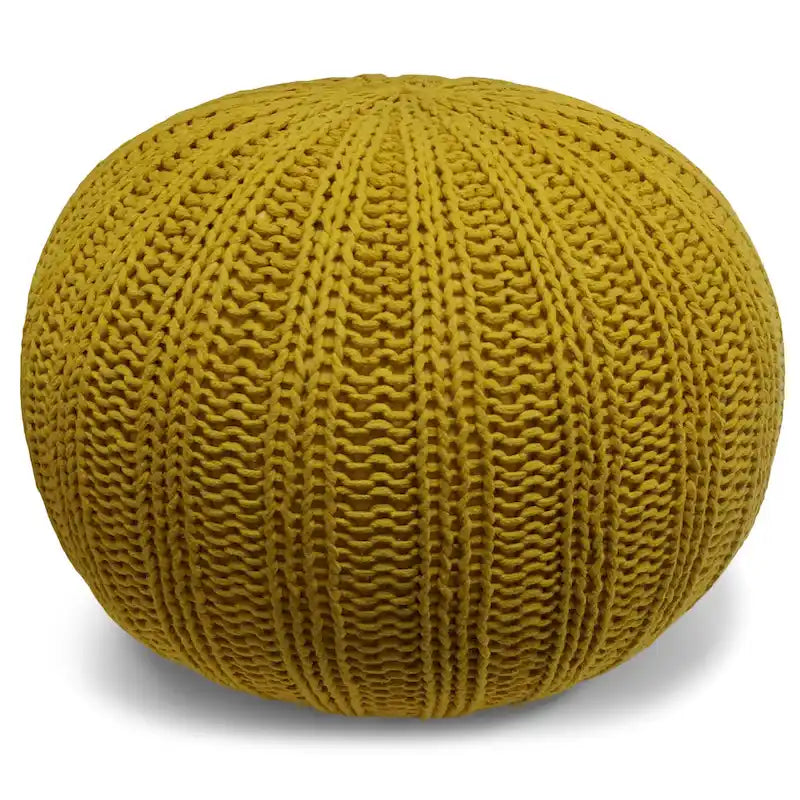 Pouf rond ottoman bohème en coton tricoté à la main