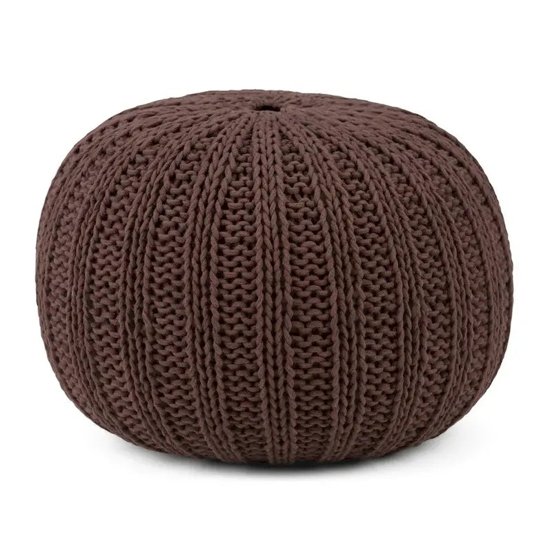 Pouf rond ottoman bohème en coton tricoté à la main