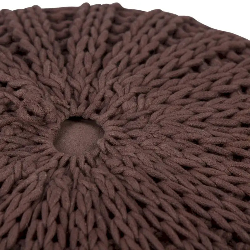 Pouf rond ottoman bohème en coton tricoté à la main