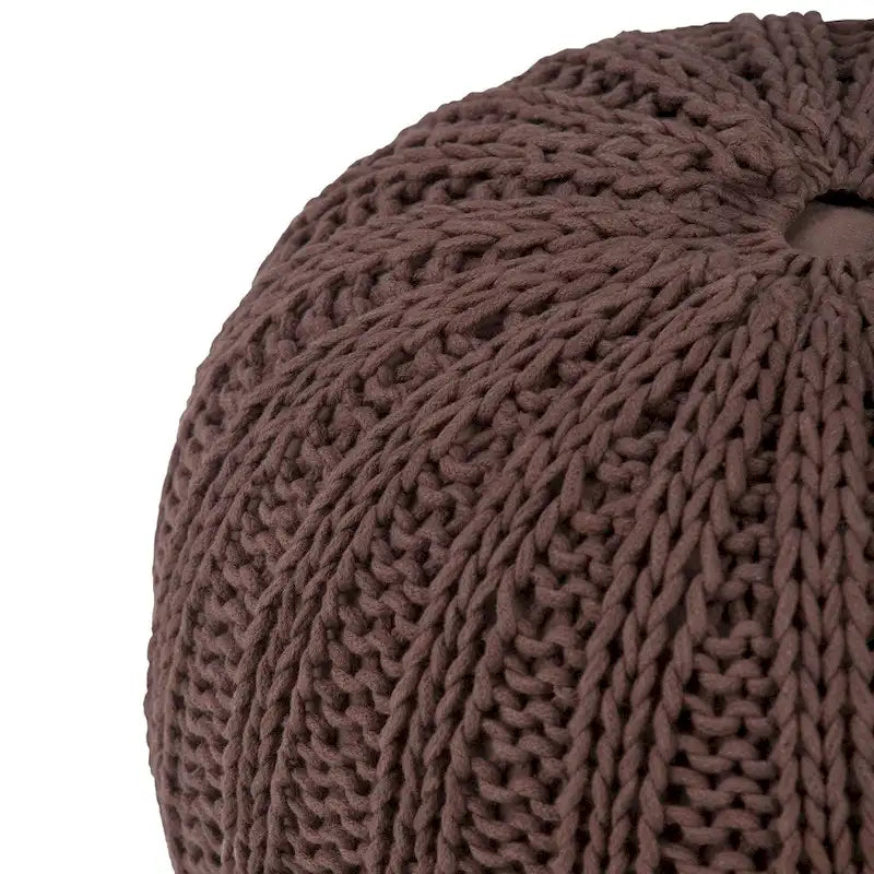 Pouf rond ottoman bohème en coton tricoté à la main