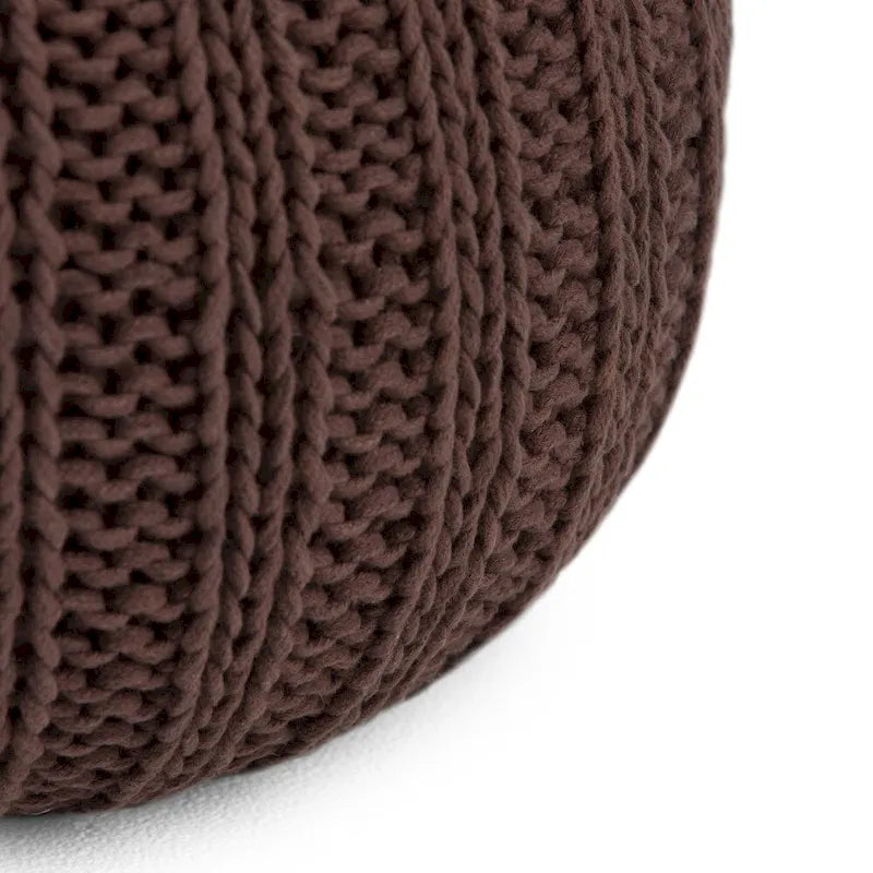 Pouf rond ottoman bohème en coton tricoté à la main