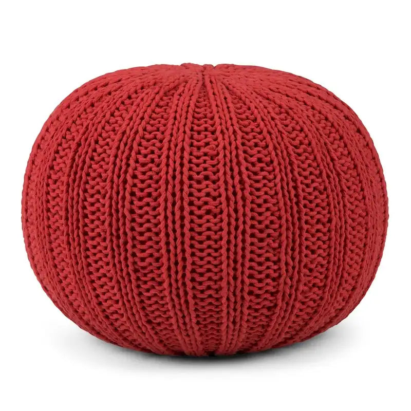 Pouf rond ottoman bohème en coton tricoté à la main