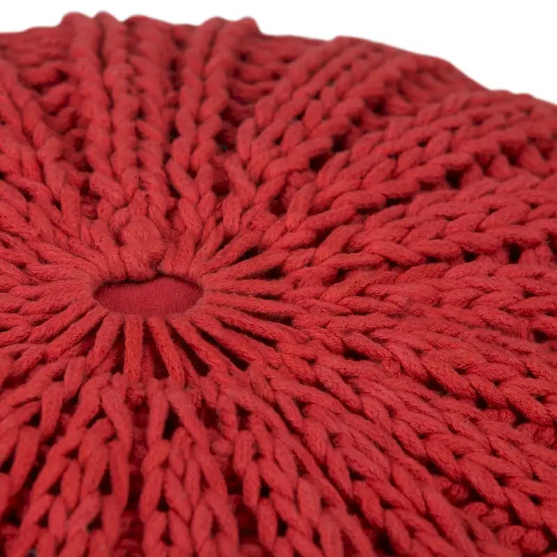 Pouf rond ottoman bohème en coton tricoté à la main