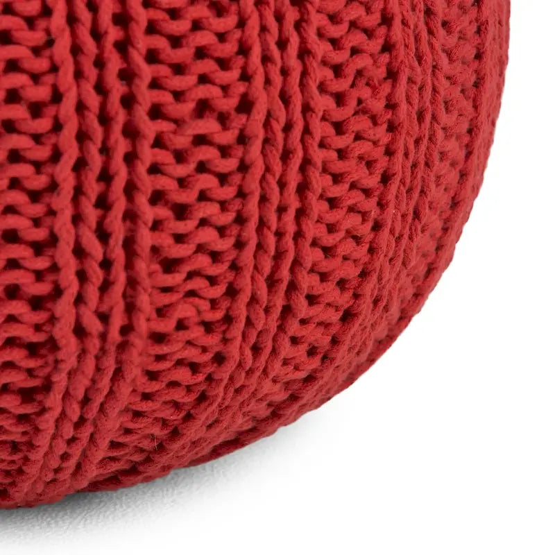 Pouf rond ottoman bohème en coton tricoté à la main